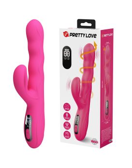 Розовый вибростимулятор-кролик с волновыми движениями Winters - 25,2 см.