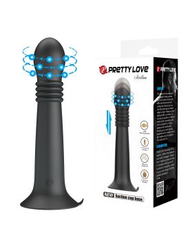 Черный стимулятор с поступательными движениями и вращением Stellan - 19,1 см.