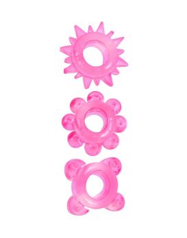 Комплект из 3 розовых эрекционных колец