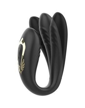 Черный вибратор для пар с ротацией и пультом ДУ