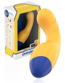 Желтый изогнутый мини-вибратор с управлением через приложение - 14 см.