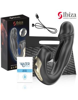 Черный вагинально-клиторальный вибратор с функцией маятника - 18 см.