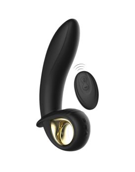 Черный вибратор с функцией расширения - 16,5 см.