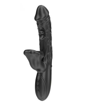 Черный вибратор с режимами колебаний и посасывания - 23,5 см.