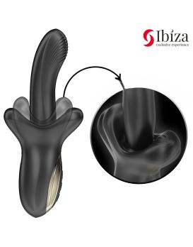 Черный вибратор с эффектом фрикций и посасывания - 23 см.