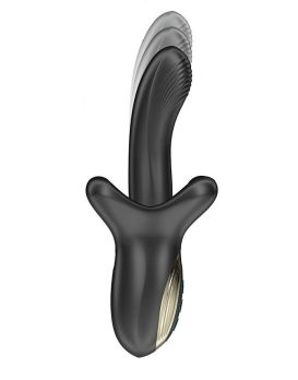 Черный вибратор с эффектом фрикций и посасывания - 23 см.