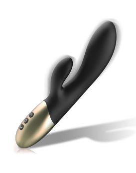 Черный перезаряжаемый вибратор-кролик - 22 см.