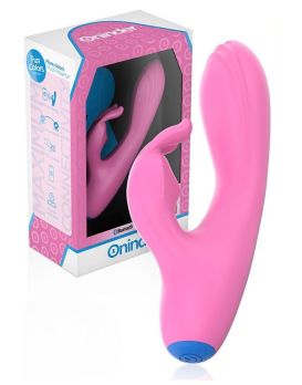 Розовый мини-вибратор типа ’’кролик’’ с управлением через приложение - 14,5 см.