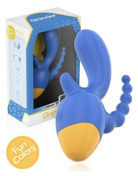 Синий мини-вибратор с анальным хвостом и управлением через приложение - 13 см.