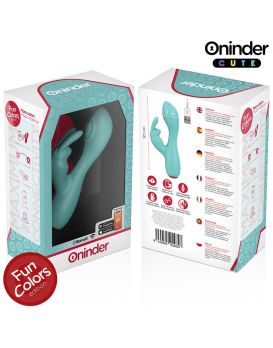 Аквамариновый мини-вибратор типа ’’кролик’’ с режимом постукивания - 12,5 см.