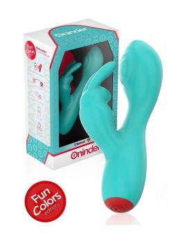 Аквамариновый мини-вибратор типа ’’кролик’’ с режимом постукивания - 12,5 см.