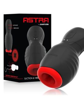 Черно-красный мастурбатор с вибрацией и всасыванием