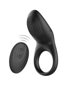 Черное эрекционное виброкольцо с пультом ДУ