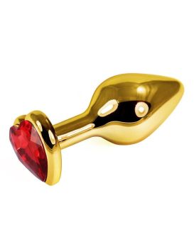 Золотистая втулка с рубиновым кристаллом-сердцем - 7,6 см.