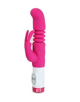 Розовый вибратор с клиторальным зайчиком G rabbit Plush Stroker - 22,2 см.