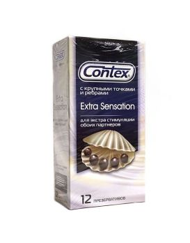 Презервативы с крупными точками и рёбрами Contex Extra Sensation - 12 шт.