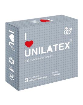 Презервативы с точками Unilatex Dotted - 1 блок (12 упаковок по 3 презерватива в каждой)