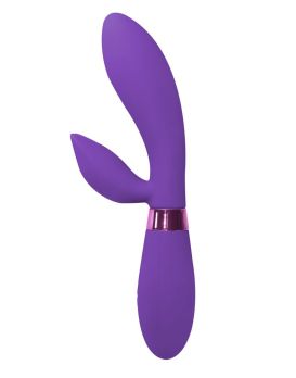 Фиолетовый вибратор Leyla с клиторальным отростком - 20,5 см.