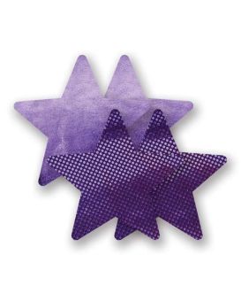 Комплект из 1 пары фиолетовых пар пэстис-звездочек с блестками и 1 пары сиреневых пэстис-звездочек с гладкой поверхностью