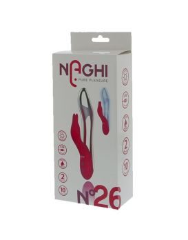 Розовый силиконовый вибратор NAGHI NO.26 со стимулятором клитора - 20 см.