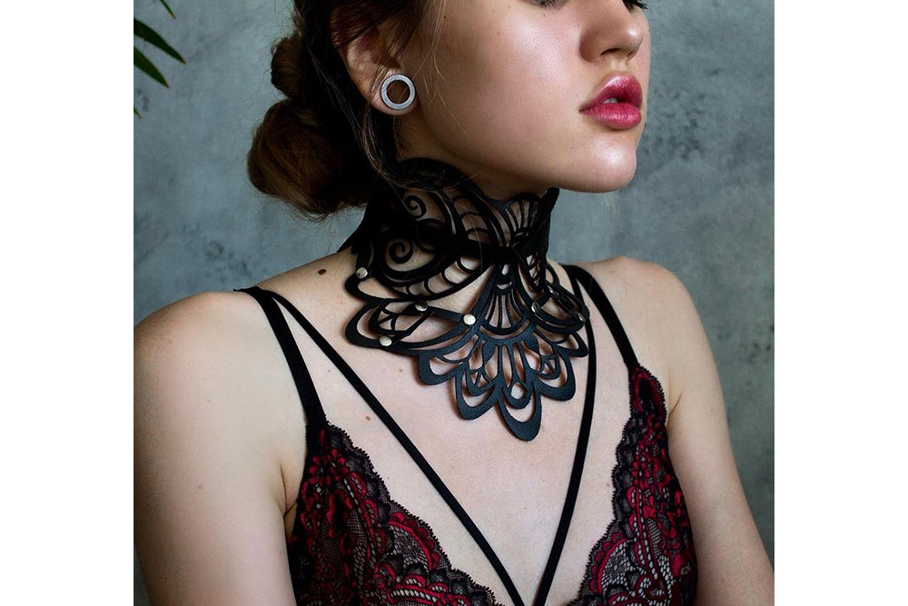 A novelty from Egida - choker made of openwork leather